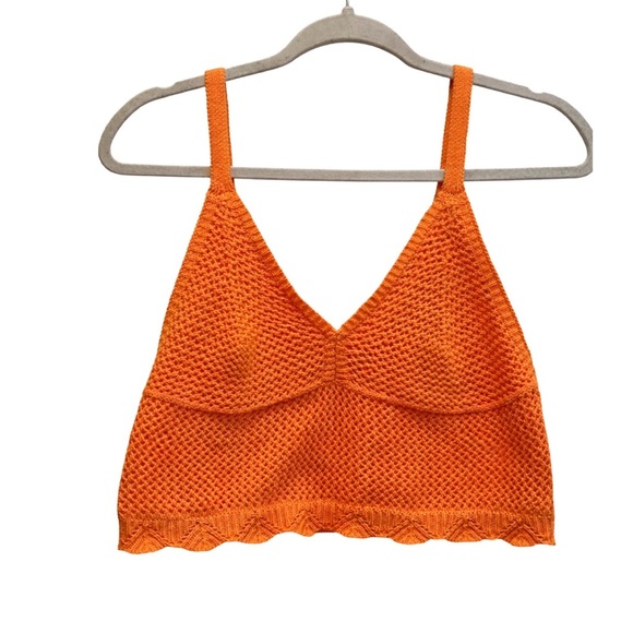 Willow & Wind Orange Crochet Bralette Cotton Knit Crop Top 🧡🧡 - Picture 2 of 6